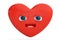 Surprised heart emoticon with heart emoji.3D illustration.