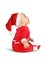 Surprised Little baby Santa Claus isoleted on white, side view