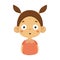 Surprised Little Girl Flat Cartoon Portrait Emoji Icon With Emotional Facial Expression