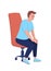 Surprised man sitting in chair semi flat color vector character