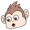 Surprised monkey head gawking, doodle icon drawing