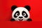 Surprised Panda With Big Eyes On Red Background