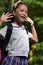 Surprised Prep Minority Person Wearing Uniform With Books