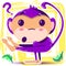 Surprised purple monkey doing yoga