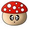 Surprised red Mushroom Doodle monster illustration with cartoon faces. Fantasy emoticons