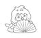Surprised scared mermaid hiding behind a sea shell. Cute cartoon character for emoji, sticker, pin, patch, badge.