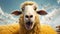 Surprised Sheep With A Big Head: A Funny And Quirky Movie-style Illustration
