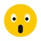 Surprised smiley icon, flat style