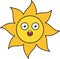 Surprised sun emoji outline illustration