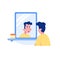 Surprised teenage guy with acne face looking at mirror vector graphic illustration