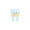 Surprised tooth beginning to become yellow and dirty, flat vector illustration isolated on white background.