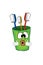 Surprised toothbrushes in a cup cartoon
