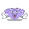 Surprised violet diamond in a cartoon bag
