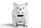 Surprised white piggy bank