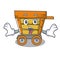 Surprised wooden trolley mascot cartoon