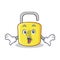 Surprised yellow lock character mascot