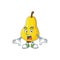 Surprised yellow pear cartoon character on white background