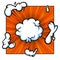 Surprising boom cloud in halftone background for sales and promotions. Orange banner template for surprises and bursting
