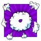 Surprising boom cloud in halftone background for sales and promotions. Violet banner template for surprises and bursting