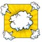 Surprising boom cloud in halftone background for sales and promotions. Yellow banner template for surprises and bursting