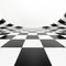 Surreal 3d Black And White Striped Floor With Checkered Flag