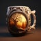Surreal 3d Coffee Mug With Intricate Storytelling And Golden Light