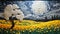 Surreal 3d Landscape Large Sunflower Pebble Wall Art