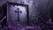 Surreal Ash Wednesday Mirror with Purple Cross Reflection. A thought-provoking surreal composition Ash Wednesday, ornate