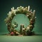 Surreal Cactus Wreath: A 3d Delight Of Nadav Kander-inspired Organic Abstracts