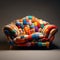 Surreal Cartoonish Multi Colored Couch: Create Iterations Of This Unique Social Media Art