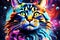 Surreal cat hallucinatory effects liquid sky and psychedelic galaxies