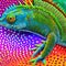 A surreal chameleon with vibrant rainbow patterns, blending seamlessly into a kaleidoscopic background4, Generative AI