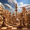 Surreal Chessboard with Abstract Pieces: Creative Strategy