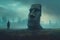 Surreal Cinematic Minimalist Shot, Hyperdetailed, Easter Island