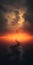Surreal Cinematic Minimalistic Shot: Sea Sunrise With Photobashing Style