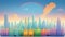 Surreal City Symphony: Rainbow-Infused Landscape