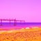 Surreal color landscape..Beach and pier. Minimal aesthetic. Canary island