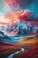 Surreal colorful and fantastic mountain landscape with a vivid clouds.