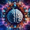 Surreal colorful futuristic space brain mind intelligence entity