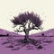 Surreal Comic Scenes: Darkly Detailed Lavender Tree Illustration