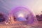 Surreal crystal gate or arc. Fictional architecture or sci-fi object in the desert