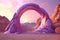 Surreal crystal gate or arc. Fictional architecture or sci-fi object in the desert.