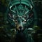 Surreal Cyberpunk Deer Head With Green Antlers - 8k 3d Render