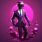 Surreal Cyberpunk Iconography: Fortnite Player In Purple Suit