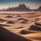 A surreal desert landscape with giant, floating crystals1