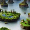 A surreal dreamscape of floating islands, crystal waters, and fantastical creatures2, Generative AI
