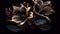 surreal exotic high quality black flowers macro isolated on black