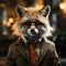 Surreal Fox Portrait: Urban Fox In Suit And Glasses