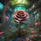 surreal frescoes. Painting with a ceramic rose