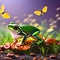 A surreal frog with butterfly wings, hopping among glowing mushrooms in a whimsical enchanted forest4, Generative AI